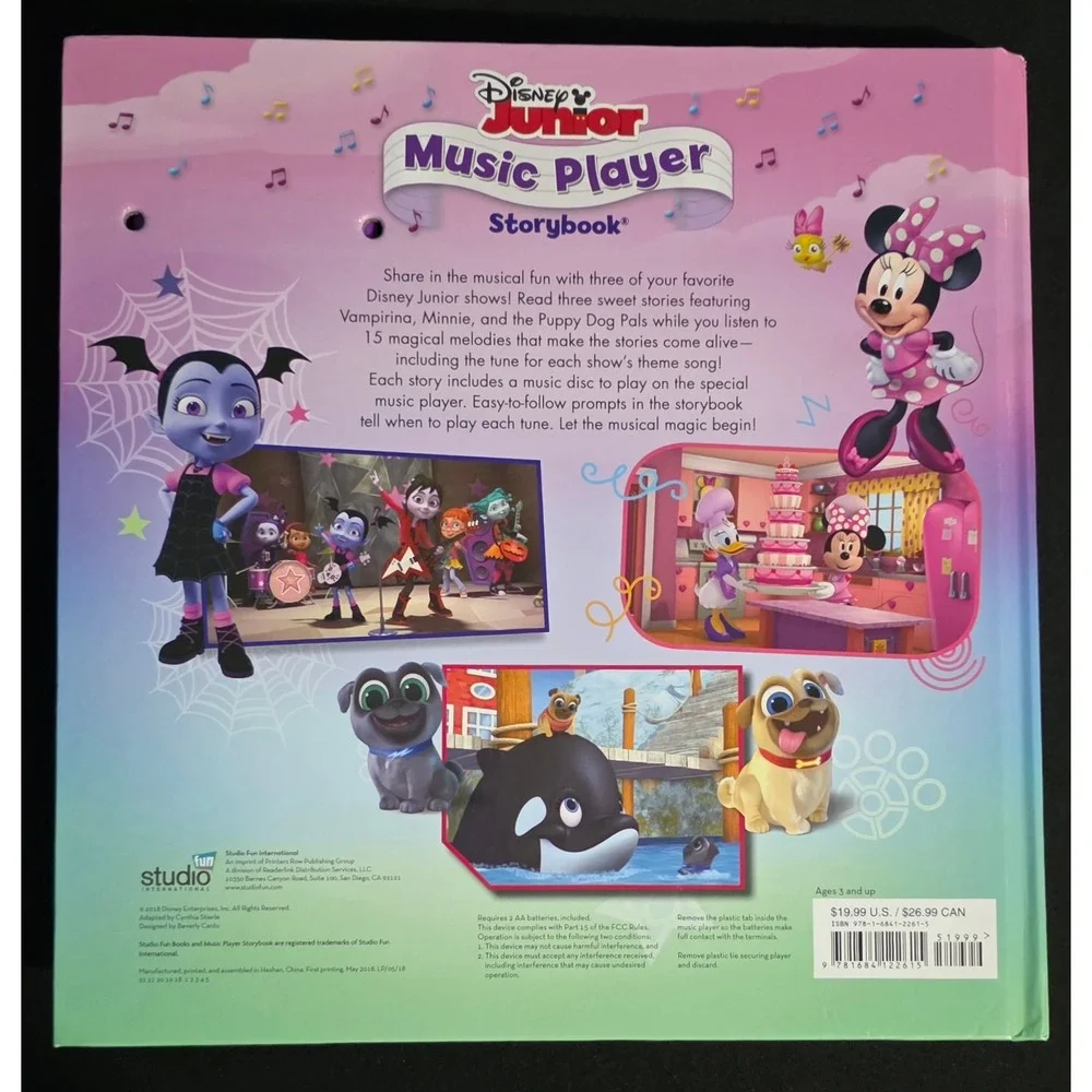 Disney Junior Music Player Storybook Minnie Vampirina Puppy Dog Pals 15 Tunes